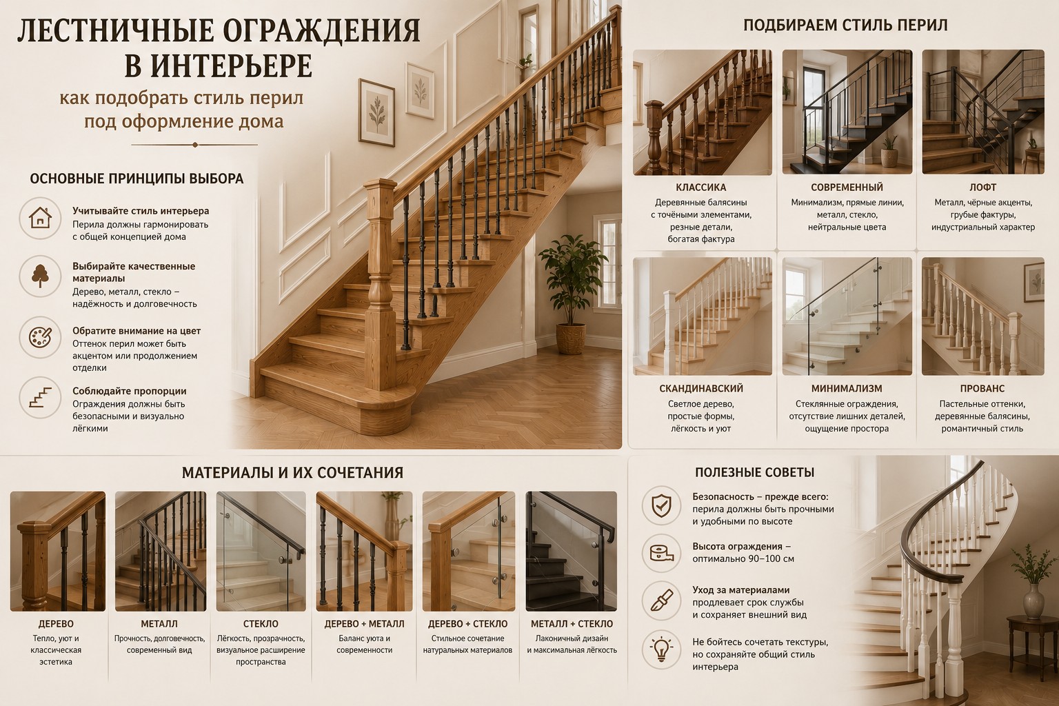 Лестничные ограждения в интерьере: как подобрать стиль перил под оформление дома лестница